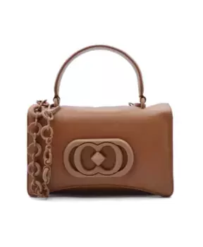 Легендарная кожаная сумка шоппер с механической застежкой. La Carrie, коричневый