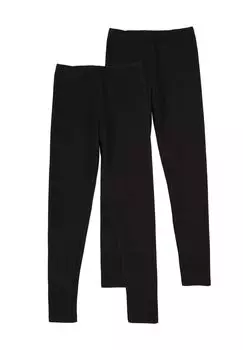 Леггинсы, 2 пары, на эластичном поясе, детские MANGUUN, цвет 1 Caviar 2x