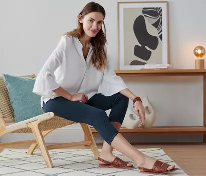 Леггинсы 3/4 с кружевной отделкой Tchibo, темно-синий