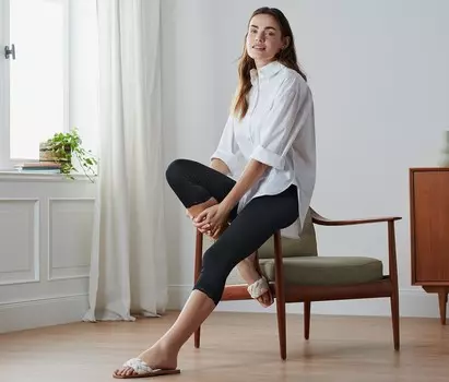 Леггинсы 3/4 с кружевной отделкой Tchibo, черный