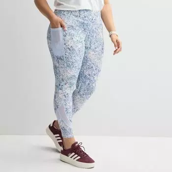 Леггинсы 7/8 размера plus size из ультраэластичной сетки Tek Gear, цвет blue spots