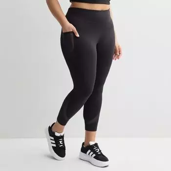 Леггинсы 7/8 размера plus size из ультраэластичной сетки Tek Gear, черный