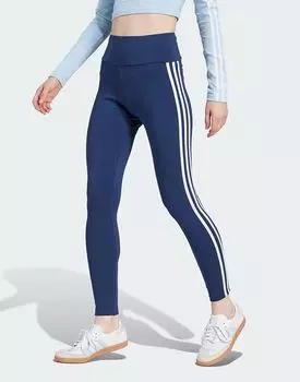 Леггинсы Adidas Originals с тремя полосками цвета ночной индиго