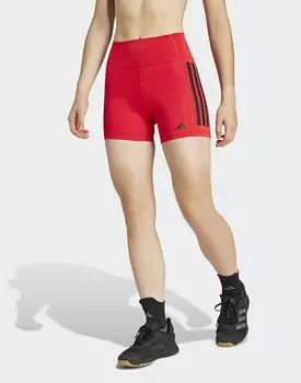 Леггинсы Adidas Performance Optime с тремя полосками длиной 1/4 чистого рубинового цвета