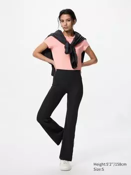 Леггинсы airism soft ribbed flare короткие Uniqlo, цвет 09 черный