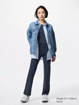 Леггинсы airism soft ribbed flare короткие Uniqlo, цвет 69 синий