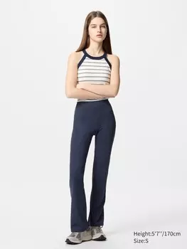 Леггинсы airism soft ribbed flare Uniqlo, цвет 69 синий