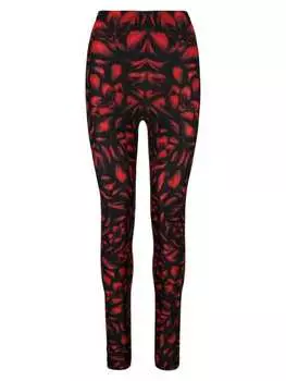 Леггинсы Alexander McQueen с цветочным принтом, черный/красный