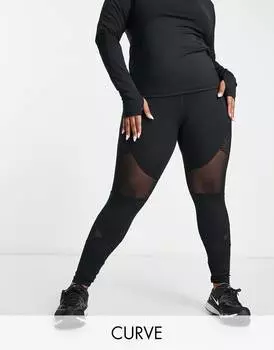 Леггинсы ASOS 4505 Curve с прорезями и сетчатыми вставками в тон