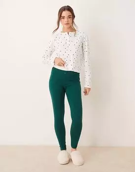 Леггинсы ASOS DESIGN Mix & Match с открытым поясом зеленого цвета