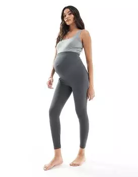 Леггинсы бесшовные в рубчик асфальтово-серого цвета Vero Moda