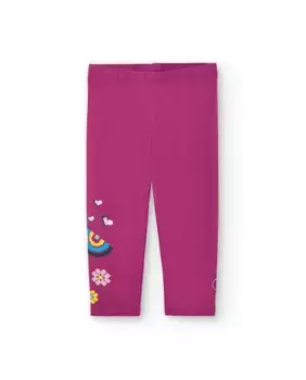 Леггинсы цвета фуксии для девочки с сердечками и цветочками Tuc tuc