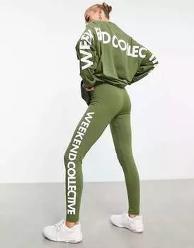 Леггинсы цвета хаки ASOS Weekend Collective