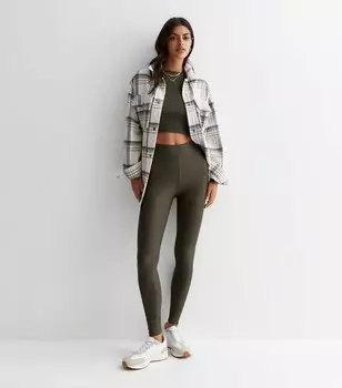 Леггинсы цвета хаки из джерси в рубчик New Look, хаки