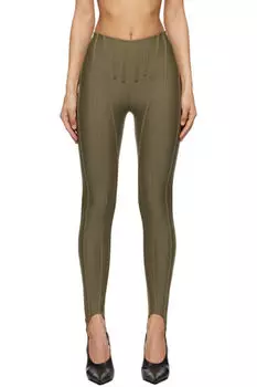 Леггинсы цвета хаки с корсетом Mugler