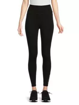 Леггинсы DKNY со стразами и логотипом, черный/серебрянный