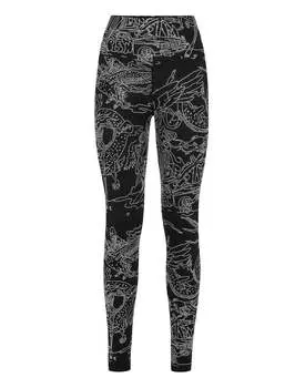 Леггинсы для бега, камни, татуировка со скелетом PHILIPP PLEIN, черный