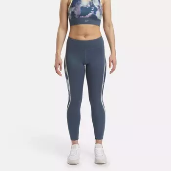 Леггинсы для бега со сплошным принтом Reebok, цвет Hoops Blue