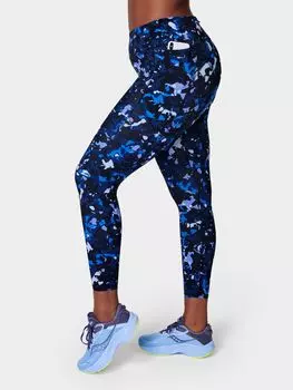 Леггинсы для бега Zero Gravity 7/8 Sweaty Betty, синий камуфляж