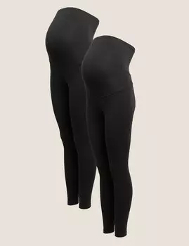 Леггинсы для беременных, 2 шт., с рельефом Marks & Spencer, черный
