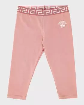 Леггинсы для девочек Greca Border Active, размер 9M-3 Versace, цвет Dusty Rose/White