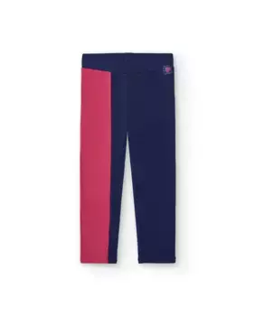Леггинсы для девочек темно-синего цвета с цветными блоками цвета фуксии Tuc tuc