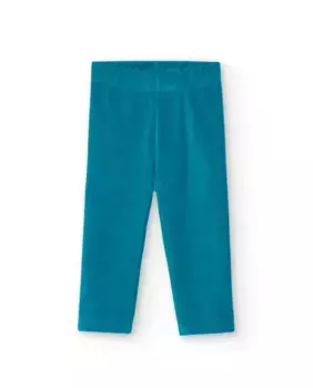 Леггинсы для девочки из вельветовой ткани с эластичной резинкой на талии Boboli, бирюзовый