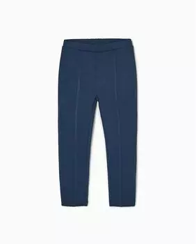 Леггинсы для девочки с эластичной резинкой на талии и декоративными складками Zippy, темно-синий