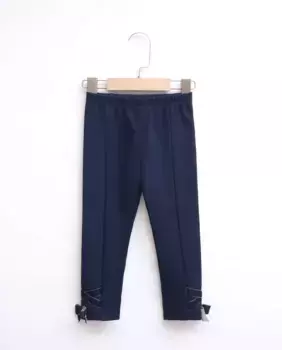 Леггинсы для девочки темно-синего цвета с бархатными бантиками Dadati