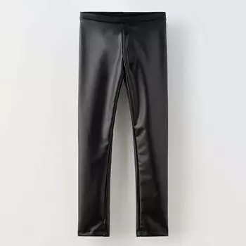 Леггинсы для девочки Zara Rubberised, черный