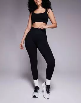 Леггинсы для спортзала с высокой талией, облегающие фигуру, бесшовные, черного цвета ASOS 4505