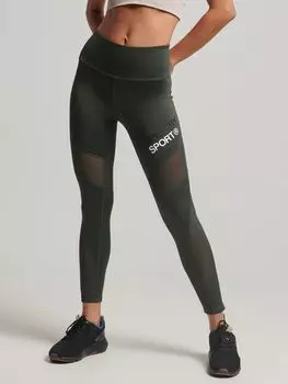 Леггинсы для тренажерного зала с сеткой для тренировок 7/8 Superdry, излишки оливкового товара