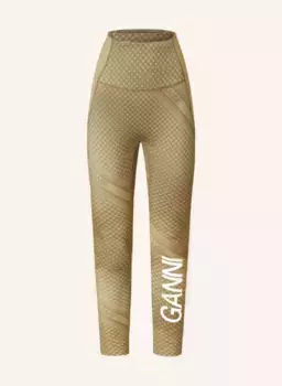 Леггинсы Ganni, зеленый