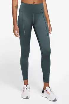 Леггинсы Go Firm-Support со средней посадкой 7/8 и карманами Nike, зеленый