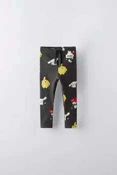 леггинсы hello kitty and friends ZARA, антрацитово-серый