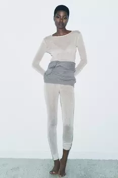 Леггинсы из 100% шерсти ZARA, цвет vanilla