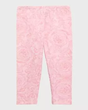 Леггинсы из эластичного джерси с принтом Barocco для девочек, размер 12M–3T Versace, цвет Pale Pink