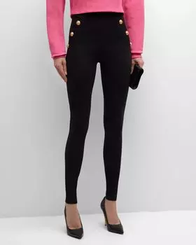 Леггинсы из джерси на 6 пуговицах Balmain, цвет Black