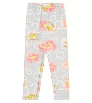 Леггинсы из джерси с цветочным принтом Monnalisa, разноцветный