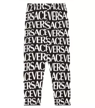 Леггинсы из джерси с детским принтом Versace Kids, черный