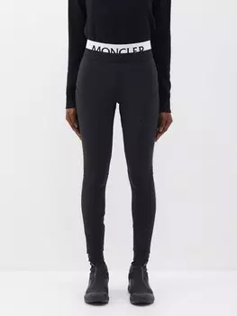 Леггинсы из джерси с логотипом на поясе Moncler, черный