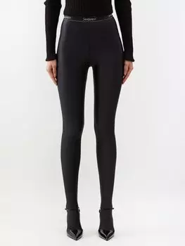 Леггинсы из джерси с вышитым логотипом Saint Laurent, черный