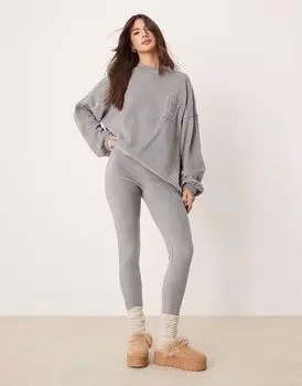 Леггинсы из флиса ASOS DESIGN для дома, цвет «микс и подбор» светло-серый