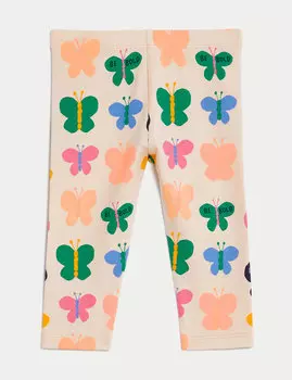 Леггинсы из хлопка с бабочкой (0–3 года) Marks & Spencer, мульти