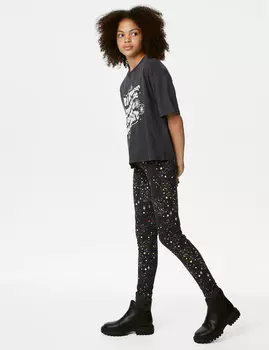 Леггинсы из хлопка с насыщенной краской и звездами (6–16 лет) Marks & Spencer