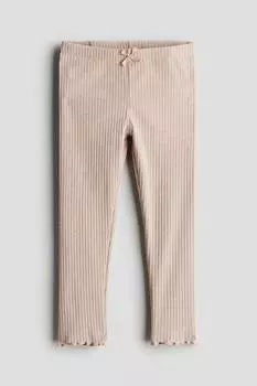 Леггинсы из хлопка в рубчик H&M, бежевый