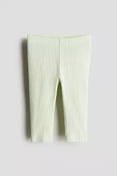 Леггинсы из хлопка в рубчик H&M, зеленый