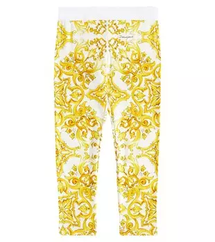 Леггинсы из хлопкового джерси Майолика Dolce&Gabbana, желтый