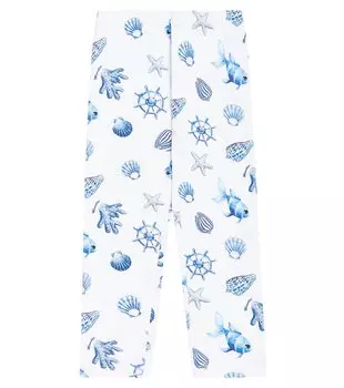 Леггинсы из хлопкового джерси с принтом Monnalisa, мультиколор