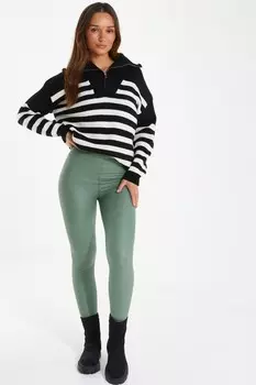 Леггинсы из искусственной кожи цвета шалфея QUIZ Clothing